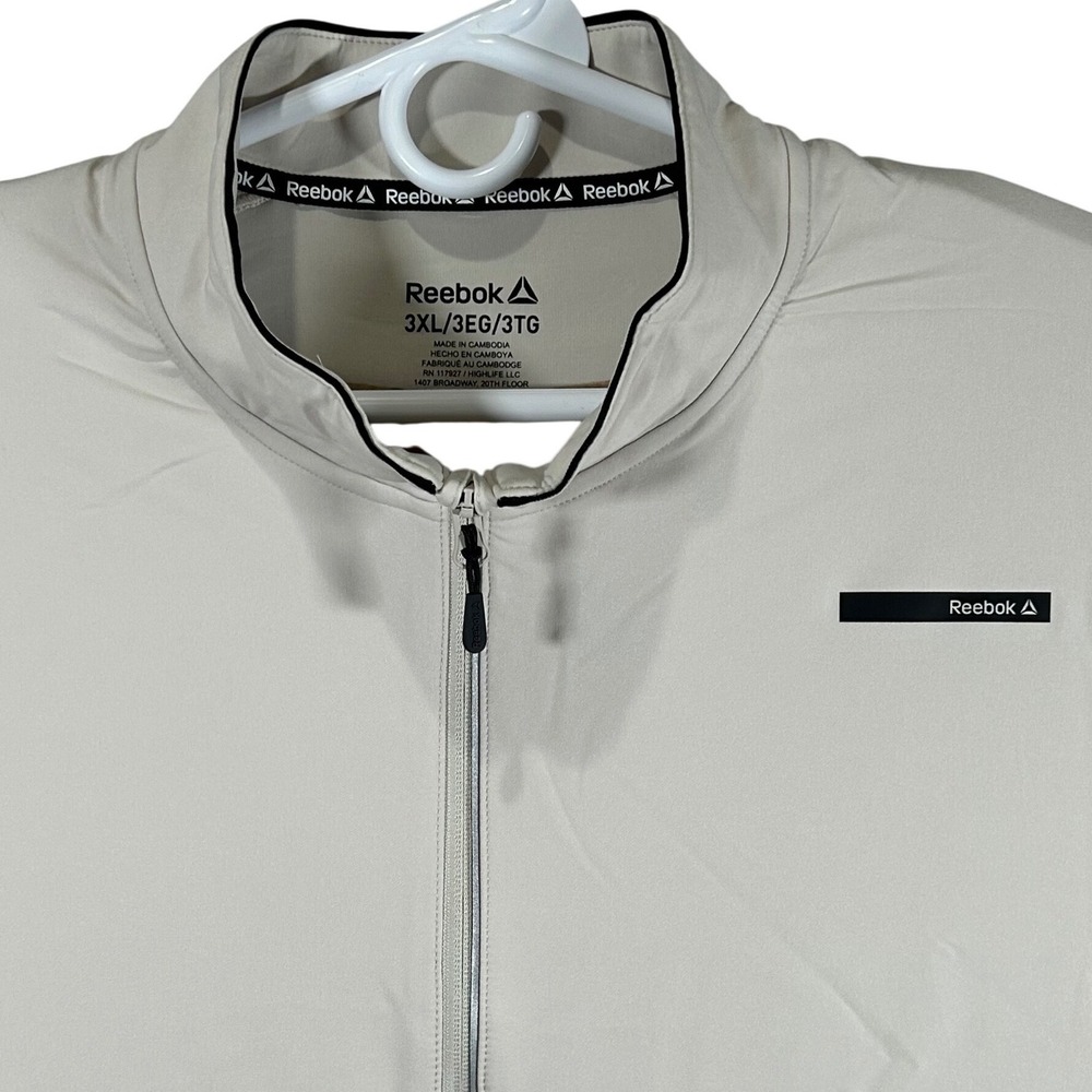 Reebok Mens 3XL Beige Quarter Zip Performance Pullover Stone Tan New
